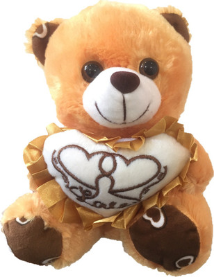 CREATIVEVILLA CUTE BROWN LOVE TEDDY BEAR STUFFED PLUSH SOFT TOY - 20 cm(Multicolor)