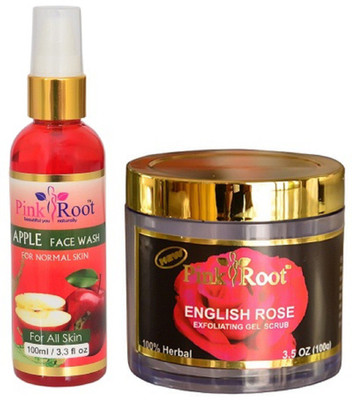 Pink Root APPLE FACE WASH 100ML WITH ENGLISH ROSE SCRUB 100GM(Set of 2)