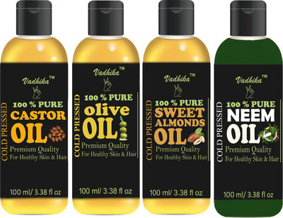 Vadhika Premium Neem oil , Olive Oil and Castor oil and Sweet Almond oil Combo of 4 bottles of 100 ml(400ml) Hair Oil(400 ml)
Vadhika Premium Neem oil , Olive Oil and Castor oil and Sweet Almond oil Combo of 4 bottles of 100 ml(400ml) Hair Oil(400 ml)