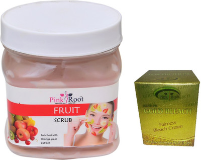 Pink Root FRUIT SCRUB 500ML WITH GOLD BLEACH 50G(Set of 2)