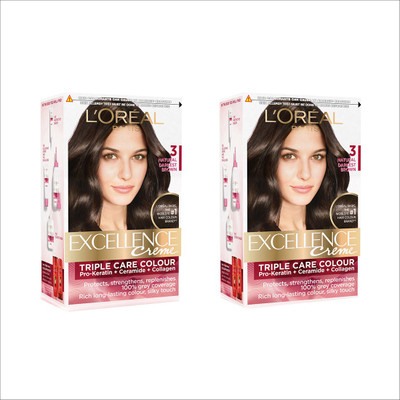 L'Oreal Paris Excellence Creme Hair Color, Pack of Two Hair Color(3 Natural Darkest Brown)
L'Oreal Paris Excellence Creme Hair Color, Pack of Two Hair Color(3 Natural Darkest Brown)