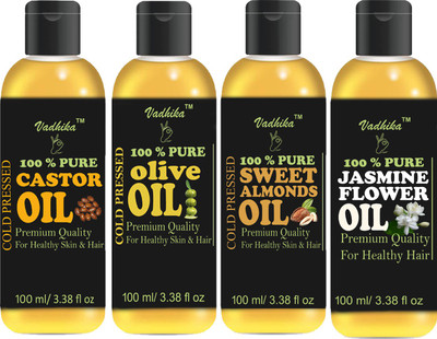 Vadhika Premium Jasmine Flower Oil , Olive Oil And Castor Oil And Sweet Almond Oil Combo Of 4 Bottles Of 100 Ml(400ml) Hair Oil(400 ml)
Vadhika Premium Jasmine Flower Oil , Olive Oil And Castor Oil And Sweet Almond Oil Combo Of 4 Bottles Of 100 Ml(400ml) Hair Oil(400 ml)