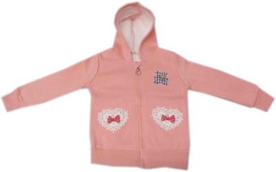 Squnibee Full Sleeve Solid Baby Girl's Jacket, Peach