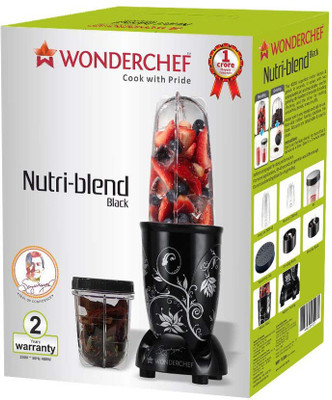 Wonderchef Present Nutri blend Black color Comes with 2 interchangeable jars (Long Jar-500ml & Short Jar- 300ml) and 2 separate blades (Grinding Blade & Blending Blade) 400 W Juicer Mixer Grinder(Black, 2 Jars)
Wonderchef Present Nutri blend Black color Comes with 2 interchangeable jars (Long Jar-500ml & Short Jar- 300ml) and 2 separate blades (Grinding Blade & Blending Blade) 400 W Juicer Mixer Grinder(Black, 2 Jars)