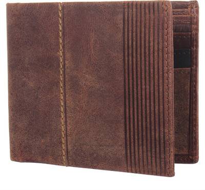 Da STEPS Men Brown Genuine Leather Wallet(8 Card Slots)