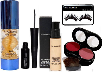 big Basket Eyelashes, Mac Prep+Prime Skin Base Visage Primer, Pro Long wear Concealer, LIquidLast Eyeliner, two Shade Blusher(Set of 5)
big Basket Eyelashes, Mac Prep+Prime Skin Base Visage Primer, Pro Long wear Concealer, LIquidLast Eyeliner, two Shade Blusher(Set of 5)