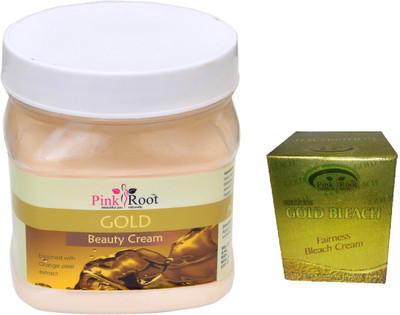 Pink Root GOLD CREAM 500ML WITH GOLD BLEACH 50G(Set of 2)