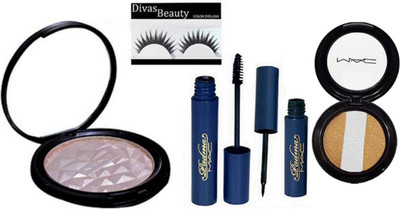 Divas Beauty Eyelashes, beauty makeup powder illuminator, Padma Eyeliner & mascara, Eyeshadow Fard A Joues Miniralize(Set of 5)
Divas Beauty Eyelashes, beauty makeup powder illuminator, Padma Eyeliner & mascara, Eyeshadow Fard A Joues Miniralize(Set of 5)