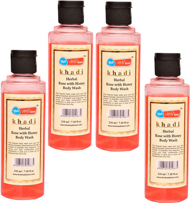 Khadi Mart Rose with Honey Body Wash - (Pack of 4) - 840 mL(840 ml, Pack of 4)