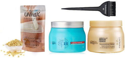 Professional kit Hair brush,loreal Imported absolute spa Hair Cream And Repairing Creambath Hair Spa& Unwax Stripless Granulated Wax 100gm(Set of 4)
Professional kit Hair brush,loreal Imported absolute spa Hair Cream And Repairing Creambath Hair Spa& Unwax Stripless Granulated Wax 100gm(Set of 4)