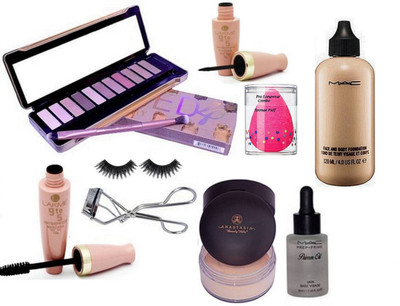 Pro longwear combo Eyelashes, Eyelashes Curler, Naked 4 Eyeshadow Palette, Anastasia Loose Powder Compact, Mac Prep+prime Primer Oil , 9to5 Waterproof Eyeliner & Mascara,Face & Body Fondation,Sponge Puff(Set of 10)
Pro longwear combo Eyelashes, Eyelashes Curler, Naked 4 Eyeshadow Palette, Anastasia Loose Powder Compact, Mac Prep+prime Primer Oil , 9to5 Waterproof Eyeliner & Mascara,Face & Body Fondation,Sponge Puff(Set of 10)