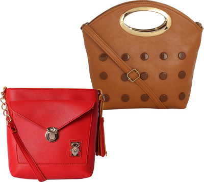 Fillin Cart Women Casual, Evening/Party, Formal Brown, Red PU Sling Bag