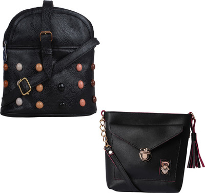 Fillin Cart Women Casual, Evening/Party, Formal Black PU Sling Bag