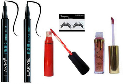 Pro longwear combo Eyelashes, Eyeconic Pen Eyeliner Pack Of 2, Lipgloss& Kylie Matte Liquid Lipgloss(Set of 5)
Pro longwear combo Eyelashes, Eyeconic Pen Eyeliner Pack Of 2, Lipgloss& Kylie Matte Liquid Lipgloss(Set of 5)