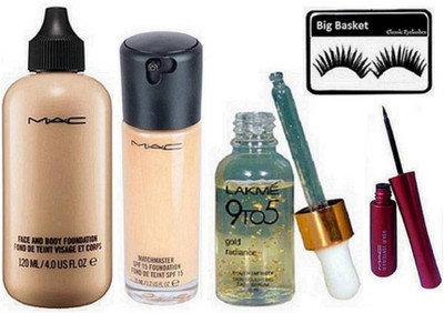big Basket Eyelashes, Mac face and Body & Matchmaster Foundation, Liquidlast Eyeliner, 9to5 Gold Radiance Serum(Set of 5)
big Basket Eyelashes, Mac face and Body & Matchmaster Foundation, Liquidlast Eyeliner, 9to5 Gold Radiance Serum(Set of 5)