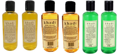 Khadi Herbal Combo - Sandalwood , Herbal & Neem Tulsi - Pack of 6 Face Wash(1260 ml)
Khadi Herbal Combo - Sandalwood , Herbal & Neem Tulsi - Pack of 6 Face Wash(1260 ml)