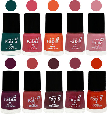 FABIA Multicolor Nail Polish/Mix Color/Combo Color Set of 10pcs X 10ml (2609202019) Dark Green-Shock Pink-Sour Orange-Mauve Pink-Rose-Boysenberry-Peach-Wine-Wine Red-Fire Orange(Pack of 10)
FABIA Multicolor Nail Polish/Mix Color/Combo Color Set of 10pcs X 10ml (2609202019) Dark Green-Shock Pink-Sour Orange-Mauve Pink-Rose-Boysenberry-Peach-Wine-Wine Red-Fire Orange(Pack of 10)