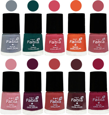 FABIA Multicolor Nail Polish/Mix Color/Combo Color Set of 10pcs X 10ml (2609202005) Wild Gray Yonder-Dark Green-Shock Pink-Sour Orange-Mauve Pink-Rose-Boysenberry-Peach-Wine-Pure Wine(Pack of 10)
FABIA Multicolor Nail Polish/Mix Color/Combo Color Set of 10pcs X 10ml (2609202005) Wild Gray Yonder-Dark Green-Shock Pink-Sour Orange-Mauve Pink-Rose-Boysenberry-Peach-Wine-Pure Wine(Pack of 10)