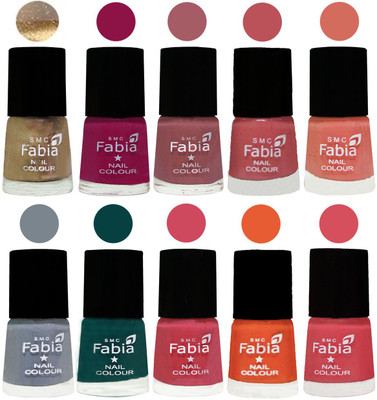 FABIA Multicolor Nail Polish/Mix Color/Combo Color Set of 10pcs X 10ml (2609201860) Gold-Raspberry-Lip-Bazooka Joe-Light Peach-Wild Gray Yonder-Dark Green-Shock Pink-Sour Orange-Punch Pink(Pack of 10)
FABIA Multicolor Nail Polish/Mix Color/Combo Color Set of 10pcs X 10ml (2609201860) Gold-Raspberry-Lip-Bazooka Joe-Light Peach-Wild Gray Yonder-Dark Green-Shock Pink-Sour Orange-Punch Pink(Pack of 10)