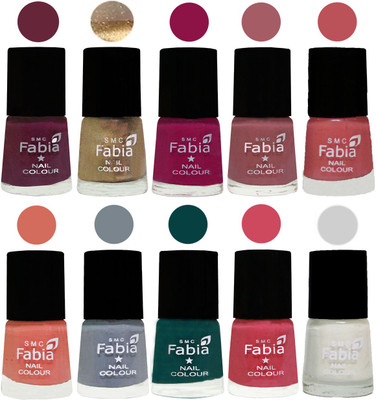 FABIA Multicolor Nail Polish/Mix Color/Combo Color Set of 10pcs X 10ml (2609201833) Mulberry-Gold-Raspberry-Lip-Bazooka Joe-Light Peach-Wild Gray Yonder-Dark Green-Shock Pink-White(Pack of 10)
FABIA Multicolor Nail Polish/Mix Color/Combo Color Set of 10pcs X 10ml (2609201833) Mulberry-Gold-Raspberry-Lip-Bazooka Joe-Light Peach-Wild Gray Yonder-Dark Green-Shock Pink-White(Pack of 10)