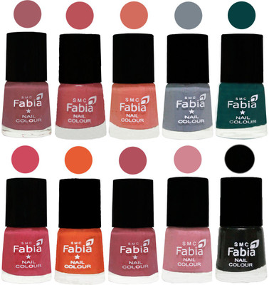 FABIA Multicolor Nail Polish/Mix Color/Combo Color Set of 10pcs X 10ml (2609201930) Lip-Bazooka Joe-Light Peach-Wild Gray Yonder-Dark Green-Shock Pink-Sour Orange-Mauve Pink-Rose-Black(Pack of 10)
FABIA Multicolor Nail Polish/Mix Color/Combo Color Set of 10pcs X 10ml (2609201930) Lip-Bazooka Joe-Light Peach-Wild Gray Yonder-Dark Green-Shock Pink-Sour Orange-Mauve Pink-Rose-Black(Pack of 10)