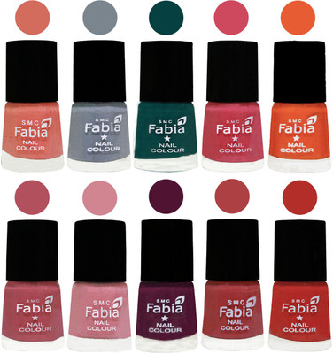 FABIA Multicolor Nail Polish/Mix Color/Combo Color Set of 10pcs X 10ml (2609201968) Light Peach-Wild Gray Yonder-Dark Green-Shock Pink-Sour Orange-Mauve Pink-Rose-Boysenberry-Peach-Candy Orange(Pack of 10)
FABIA Multicolor Nail Polish/Mix Color/Combo Color Set of 10pcs X 10ml (2609201968) Light Peach-Wild Gray Yonder-Dark Green-Shock Pink-Sour Orange-Mauve Pink-Rose-Boysenberry-Peach-Candy Orange(Pack of 10)