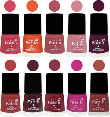 FABIA Multicolor Nail Polish/Mix Color/Combo Color Set of 10pcs X 10ml (2609202061) Shock Pink-Sour Orange-Mauve Pink-Rose-Boysenberry-Peach-Wine-Wine Red-Pink Pink-Dark Peach(Pack of 10)
FABIA Multicolor Nail Polish/Mix Color/Combo Color Set of 10pcs X 10ml (2609202061) Shock Pink-Sour Orange-Mauve Pink-Rose-Boysenberry-Peach-Wine-Wine Red-Pink Pink-Dark Peach(Pack of 10)