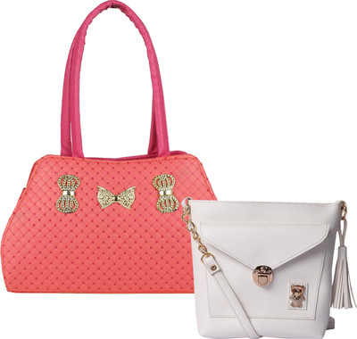 Element Cart Women Casual, Evening/Party, Formal Pink, White PU Sling Bag