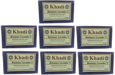 Khadi Herbal Handmade Rosemary lavender Soap - Pack of 7(875 g, Pack of 7)