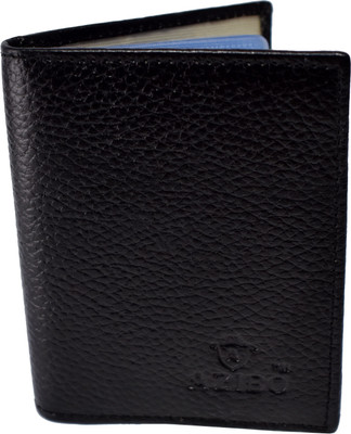 Azibo Men Casual Black Genuine Leather Card Holder(18 Card Slots)