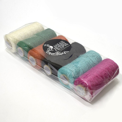 AsianHobbyCrafts Jute Thread Roll (200 Yards) (180 m); Width: 1 mm;- Set of 6 Rolls : C