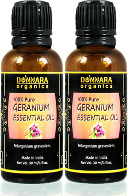 Donnara Organics 100% Pure Geranium Essential oil- Natural & Undiluted Combo pack of 2 bottles of 30 ml(60 ml)(60 ml)