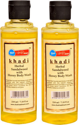 Khadi Mart Sandal with Honey Body Wash - (Pack of 2) - 420 mL(420 ml, Pack of 2)