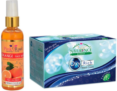 Pink Root ORANGE FACE WASH 100ML WITH NATURENCE OXY RICH BLEACH 230G(Set of 2)
