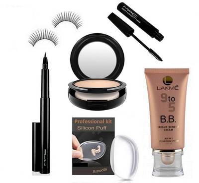 Professional kit Silicon Puff,Eyelashes with Pen Eyeliner& Studio fix compact, 9to5 B.B Bright Benefit Cream(Set of 6)
Professional kit Silicon Puff,Eyelashes with Pen Eyeliner& Studio fix compact, 9to5 B.B Bright Benefit Cream(Set of 6)