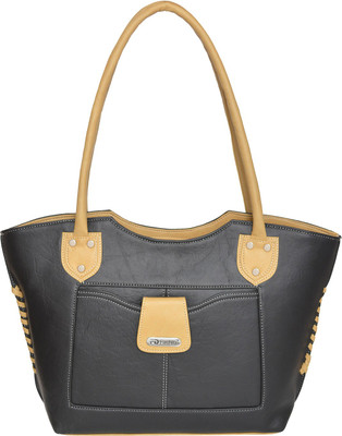 JH handbag Hand-held Bag(Black, Beige), Beige;black