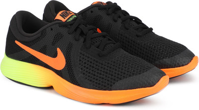 Nike Boys Lace Running Shoes(Black, Black/total orange-volt-black