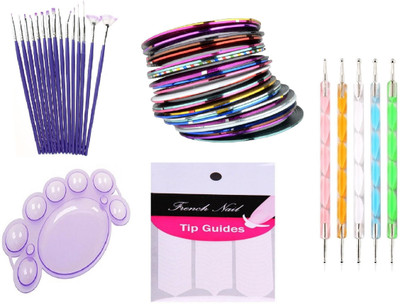 Royalkart Nail Art Paint Kit Of 15 Pieces Nail Art Paint Brushes With 5 Pieces 2 Way Marbleizing Dotting Pen, 1 Set Of Finger Tip Guide, 1 Palette And 10 Pieces Assorted Colours Nail Striping Tape(multicolour)
Royalkart Nail Art Paint Kit Of 15 Pieces Nail Art Paint Brushes With 5 Pieces 2 Way Marbleizing Dotting Pen, 1 Set Of Finger Tip Guide, 1 Palette And 10 Pieces Assorted Colours Nail Striping Tape(multicolour)