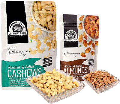Wonderland Roasted Salted Almonds & Cashews Nuts Combo Pack of 2 (300g) Almonds, Cashews(300 g, Pouch)
Wonderland Roasted Salted Almonds & Cashews Nuts Combo Pack of 2 (300g) Almonds, Cashews(300 g, Pouch)