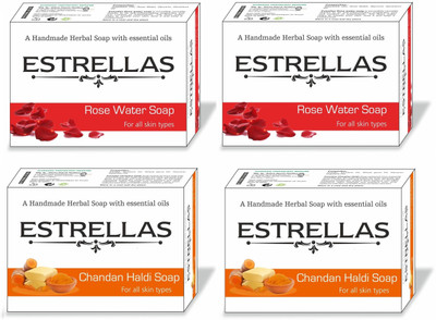 Estrellas life sciences Chandan Haldi & Rose water Hand made Herbal Soap pack of 4(360 g, Pack of 4)
Estrellas life sciences Chandan Haldi & Rose water Hand made Herbal Soap pack of 4(360 g, Pack of 4)