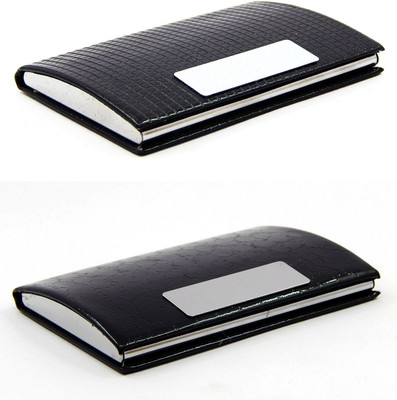 ELS Men Casual Black Artificial Leather Card Holder(8 Card Slots)