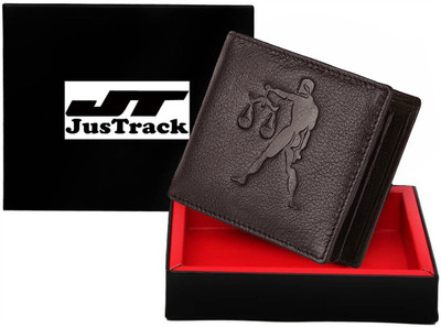 Justrack Men Casual Brown Genuine Leather Wallet(1 Card Slot)