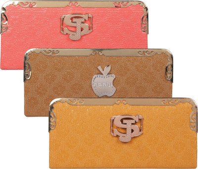 Fashonic Casual Red, Brown, Yellow Clutch, Brown;red;yellow