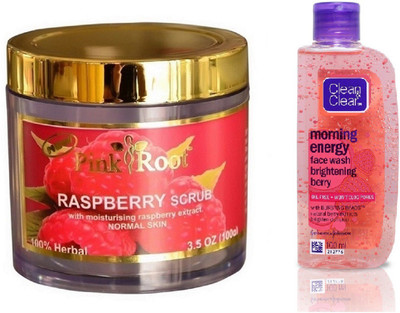 Pink Root RASPBERRY SCRUB 100G WITH CLEAN & CLEAR BRIGHTENING BERRY FACE WASH(Set of 2)
Pink Root RASPBERRY SCRUB 100G WITH CLEAN & CLEAR BRIGHTENING BERRY FACE WASH(Set of 2)
