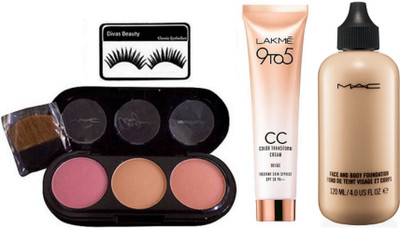 divas beauty Eyelashes, 9to5 CC Cream Foundation &3 Shade Blusher, Liquid Foundation Face & Body 120 ml(Set of 4)
divas beauty Eyelashes, 9to5 CC Cream Foundation &3 Shade Blusher, Liquid Foundation Face & Body 120 ml(Set of 4)