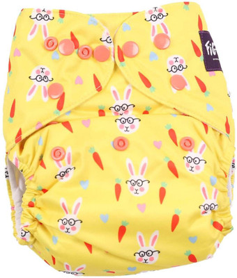FigOHoney Bunny print one-size reusable pocket style cloth diaper - L