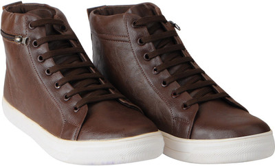 FAUSTO High Ankle Sneakers For Men(Brown
