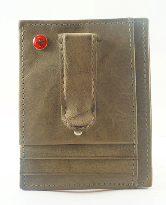 Delma Men Grey Genuine Leather Card Holder(4 Card Slots)