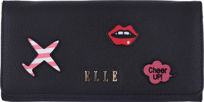 ELLE Women Casual Black Artificial Leather Wallet(11 Card Slots)