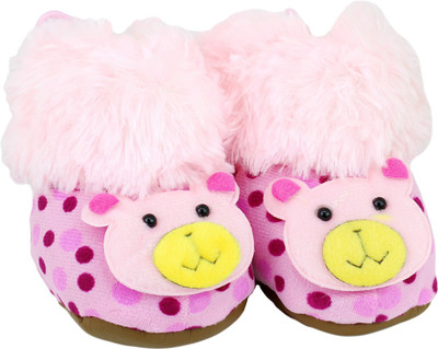 Neska Moda 0 To 12 Month Baby Booties(Toe to Heel Length - 12 cm Pink)